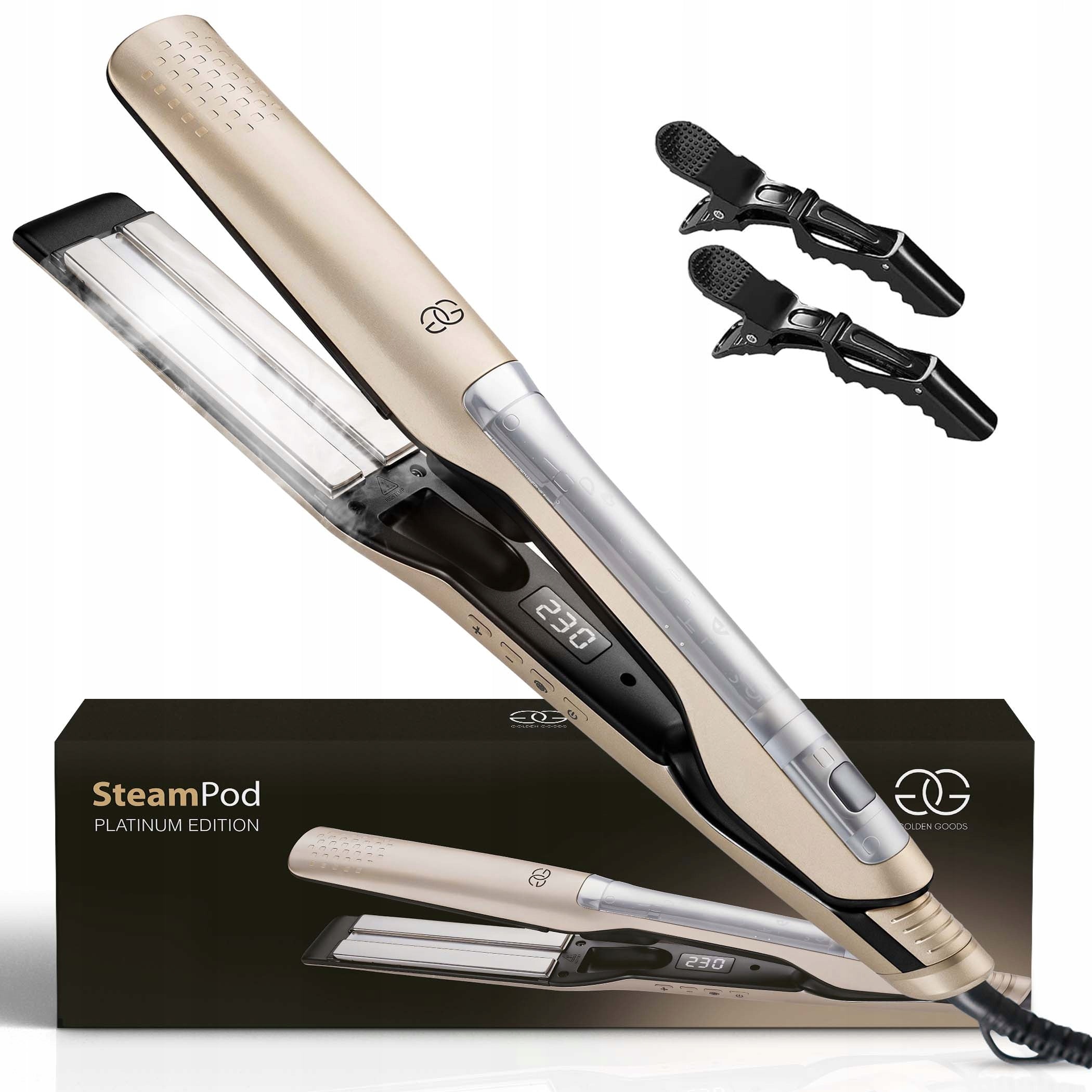 2in1 curling iron and steam straightener with ionization – the perfect pane and super curls!