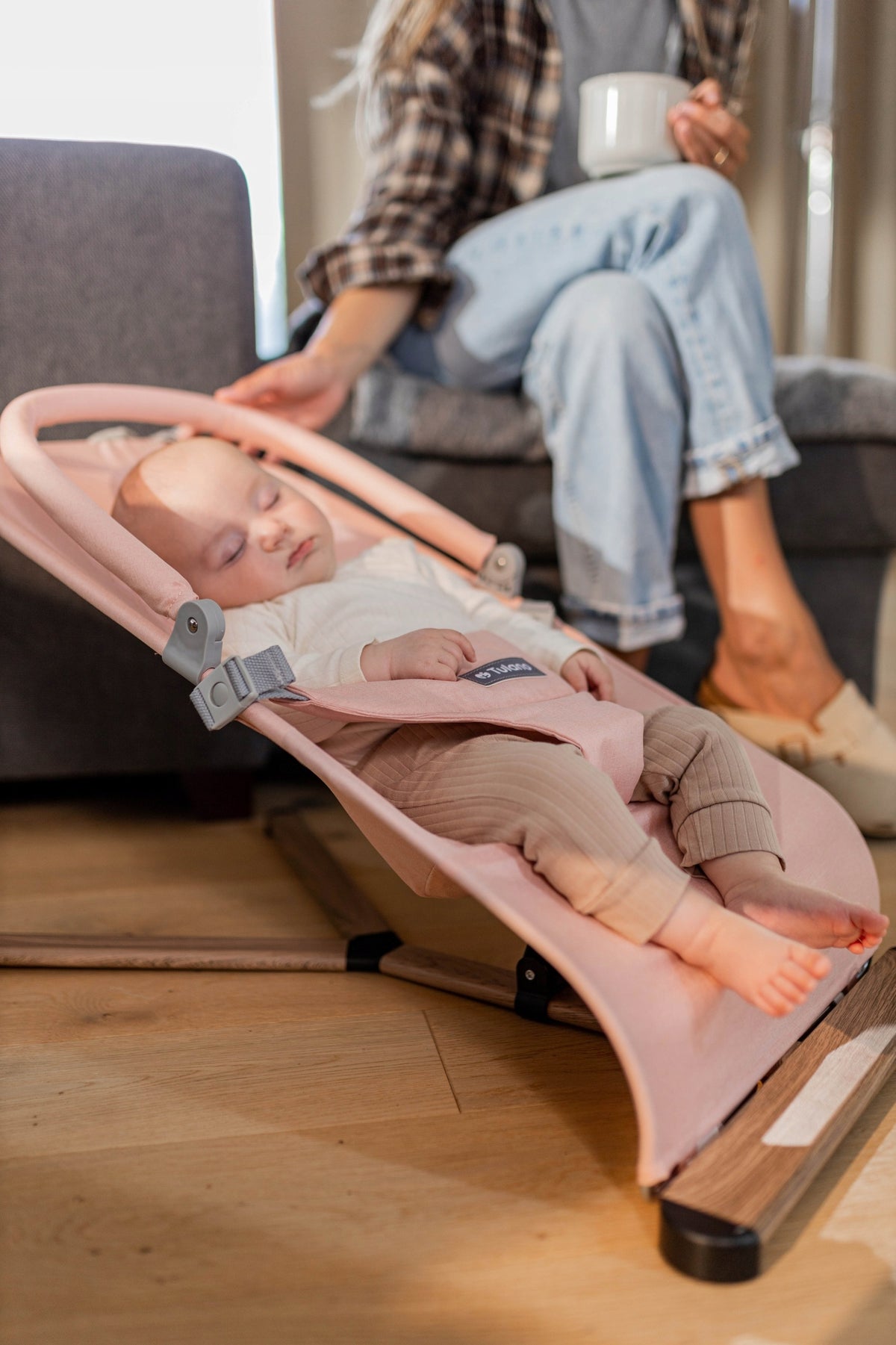 2in1 rocker lounger TULANO pink for baby folding with straps Manufacturer code TN-MOON 30 PINK