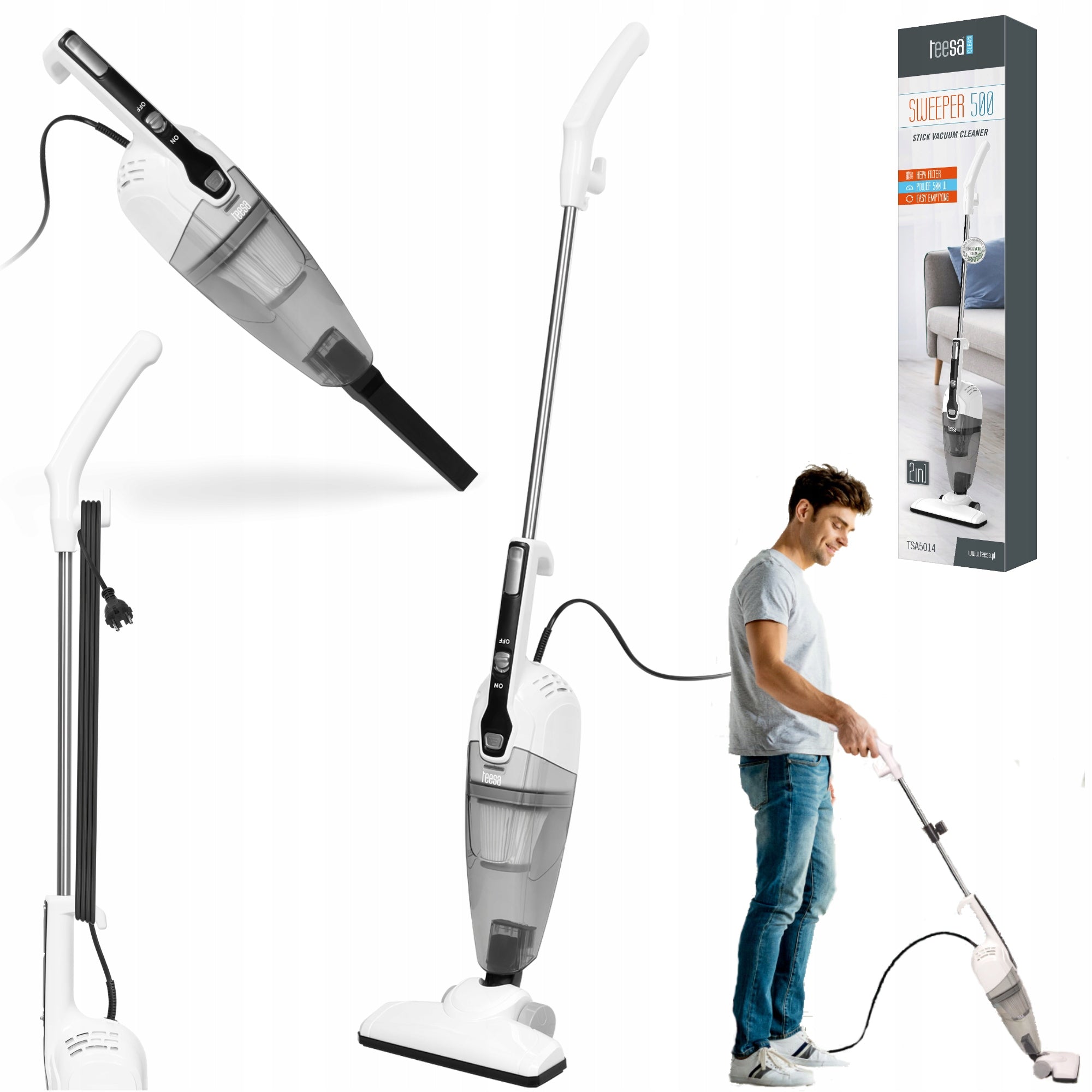 2in1 wired HEPA handheld vacuum cleaner Teesa Sweeper 500W