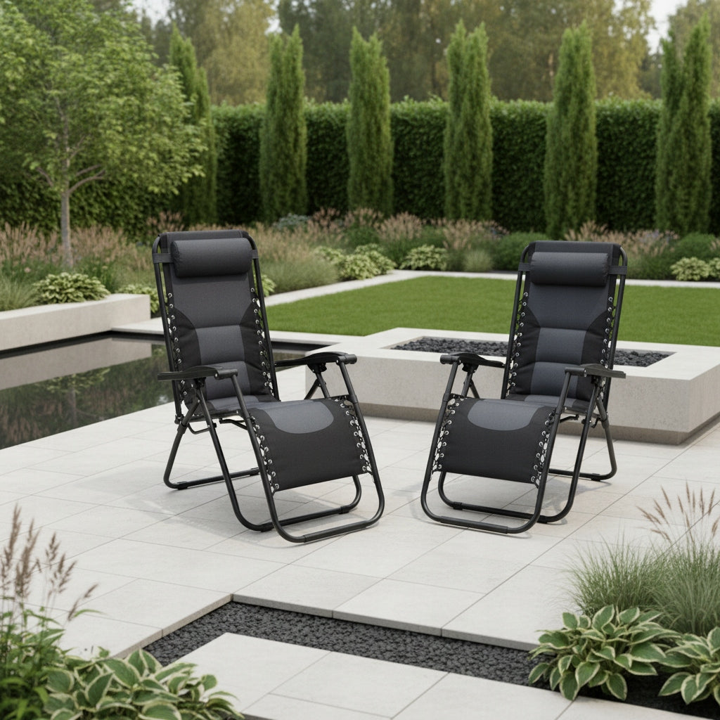 2pcs x GARDEN CHAIR WITH FILLING - ZERO GRAVITY - FOLDING CHAIR Packaging status original