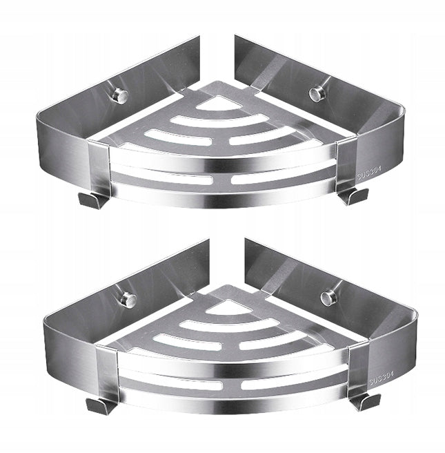 2x BATHROOM SHOWER SHELF SILVER MAT Stainless Steel