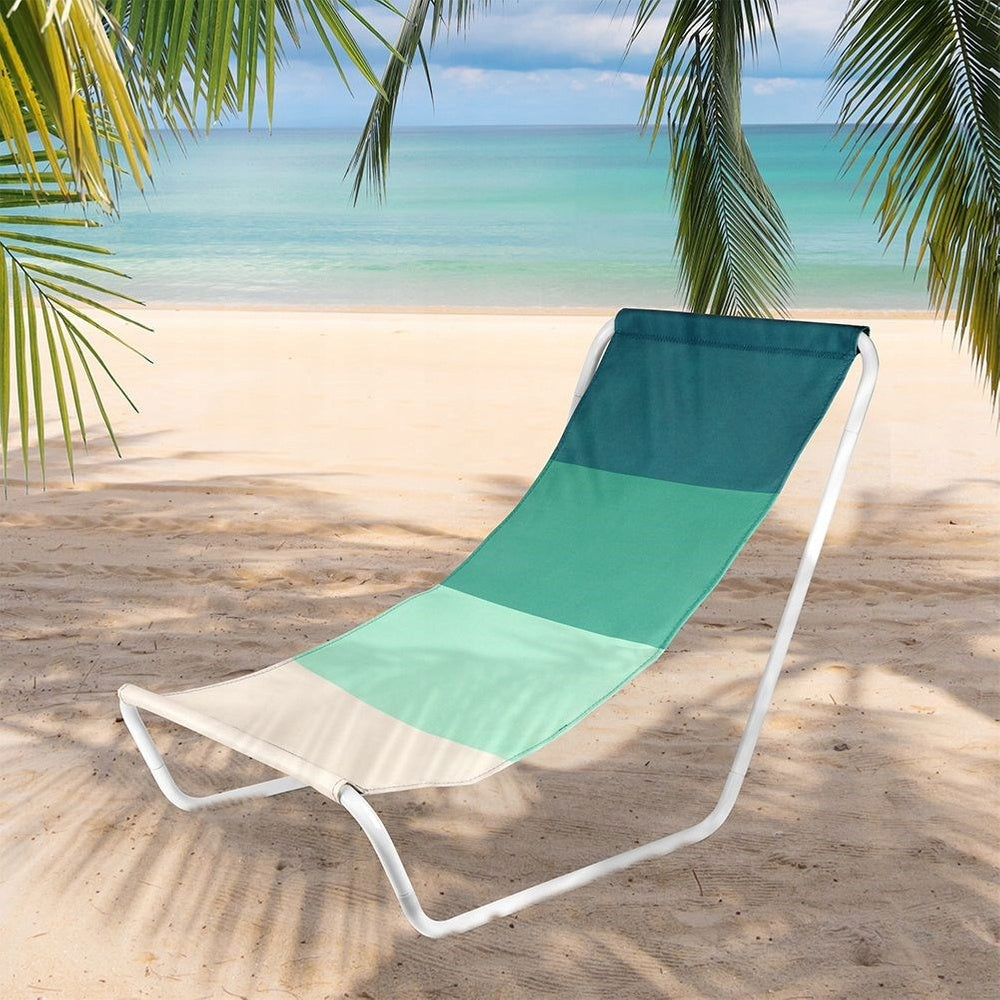 2x BEACH LOUNGER GARDEN HIKING CAMPING FOLDING PORTABLE ARMCHAIR Seat material fabric