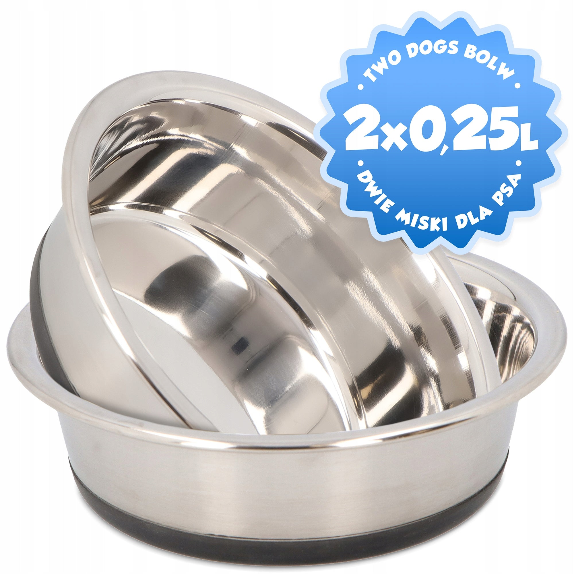2x CAT DOG BOWL 0,25l METAL BOWL Double Water STAINLESS STEEL Food 4D Brand no brand
