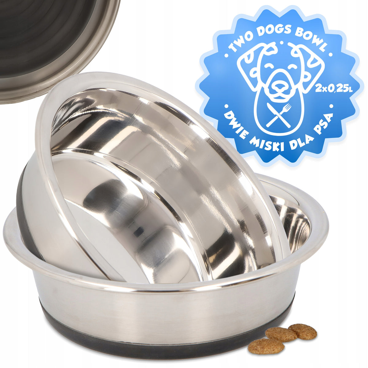 2x CAT DOG BOWL 0,25l METAL BOWL Double Water STAINLESS STEEL Food 4D