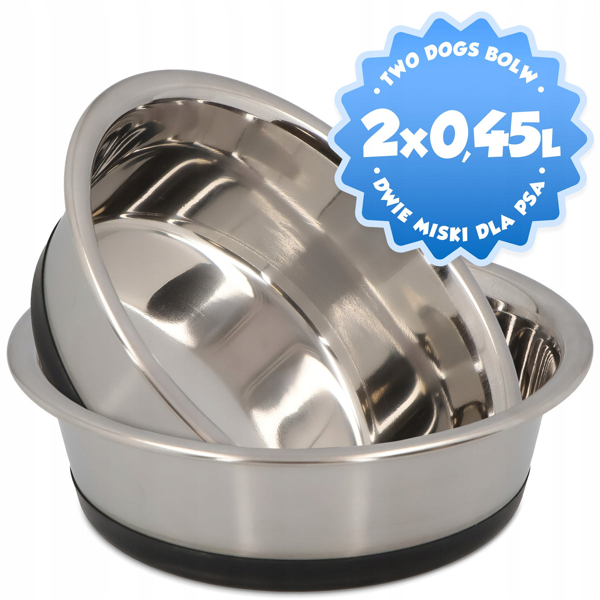 2x CAT DOG BOWL 0,45l METAL BOWL Double Water STAINLESS STEEL Food Packaging status original
