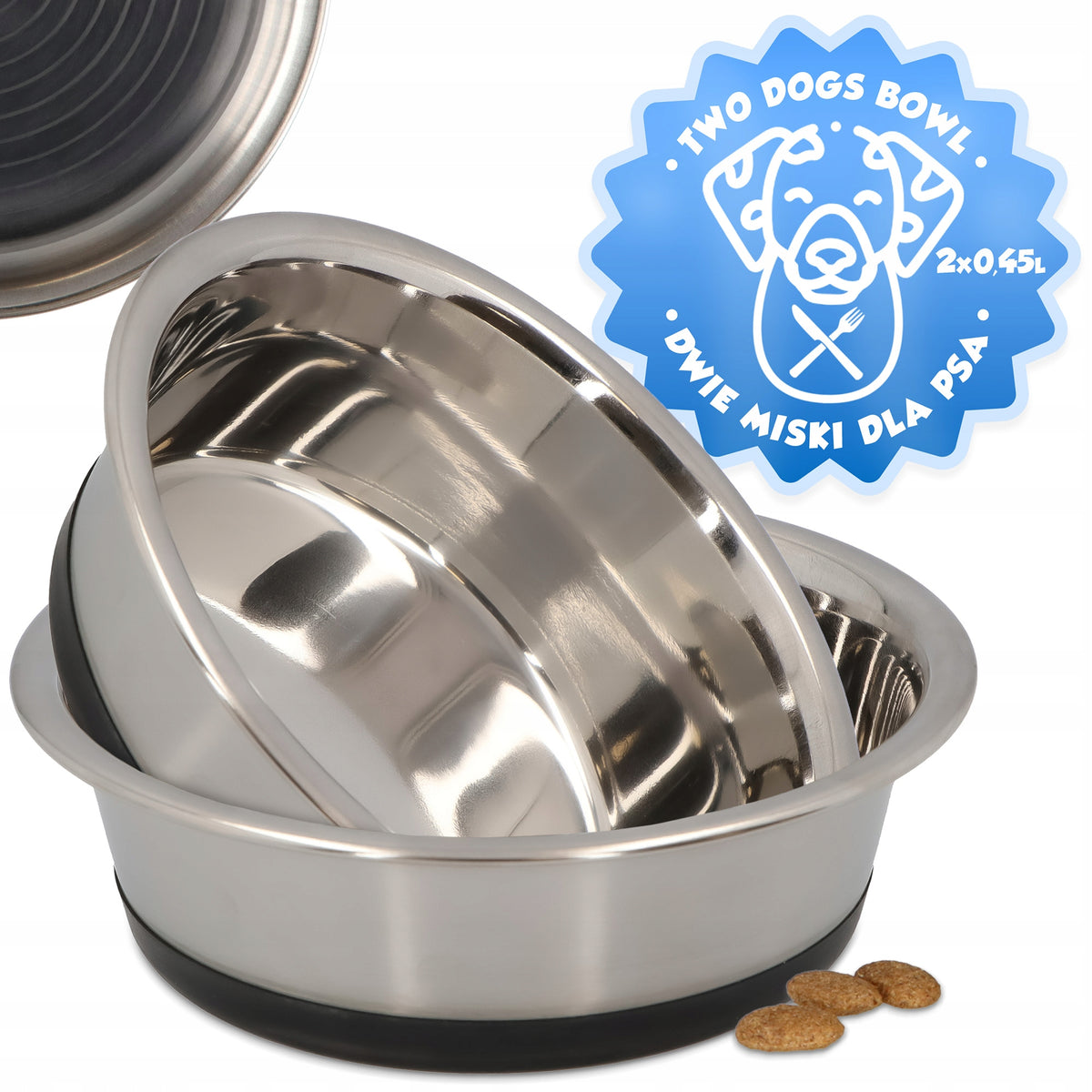 2x CAT DOG BOWL 0,45l METAL BOWL Double Water STAINLESS STEEL Food