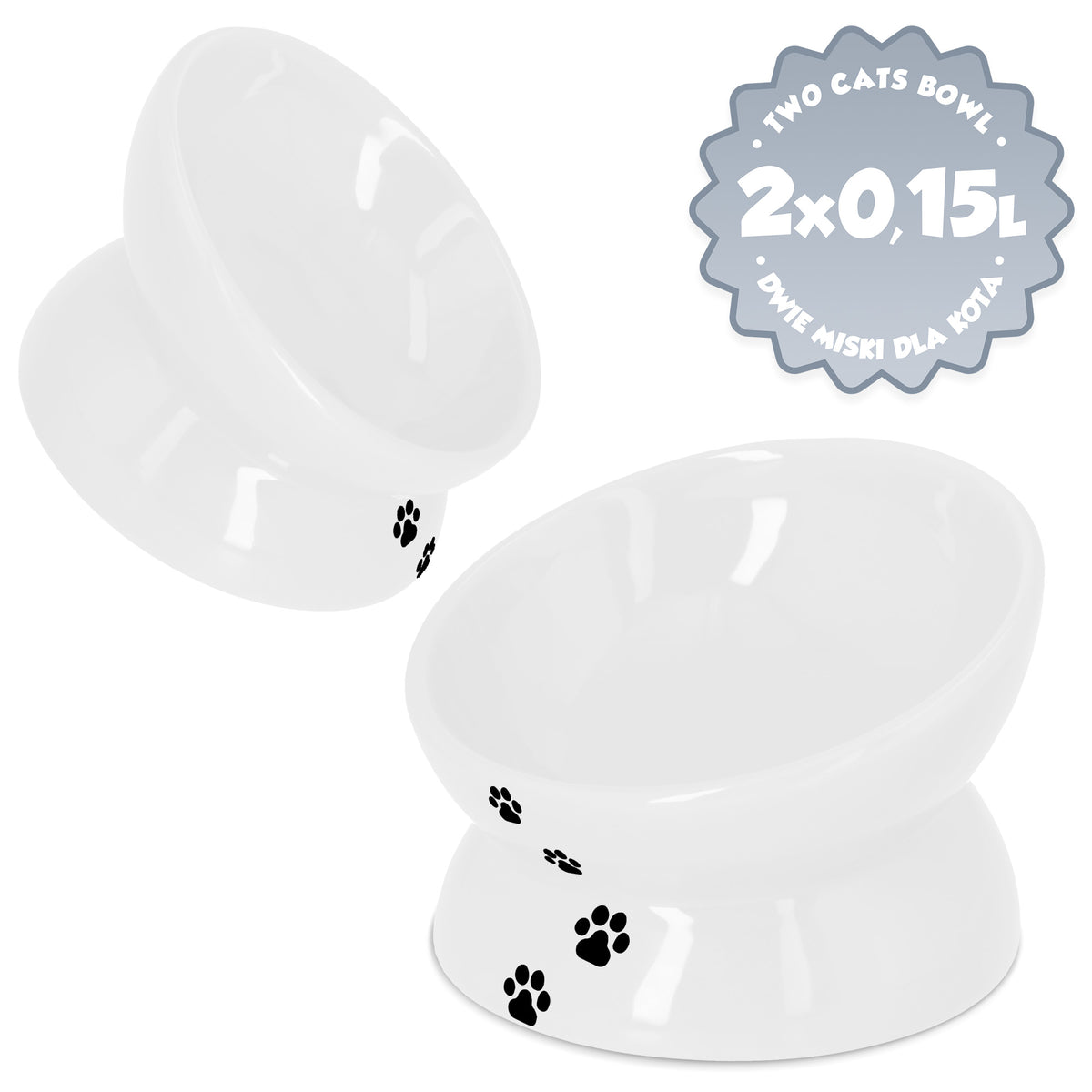 2x CAT DOG STAND BOWL CERAMIC 0,15l ELEVATED Water Bowl 8K Brand no brand