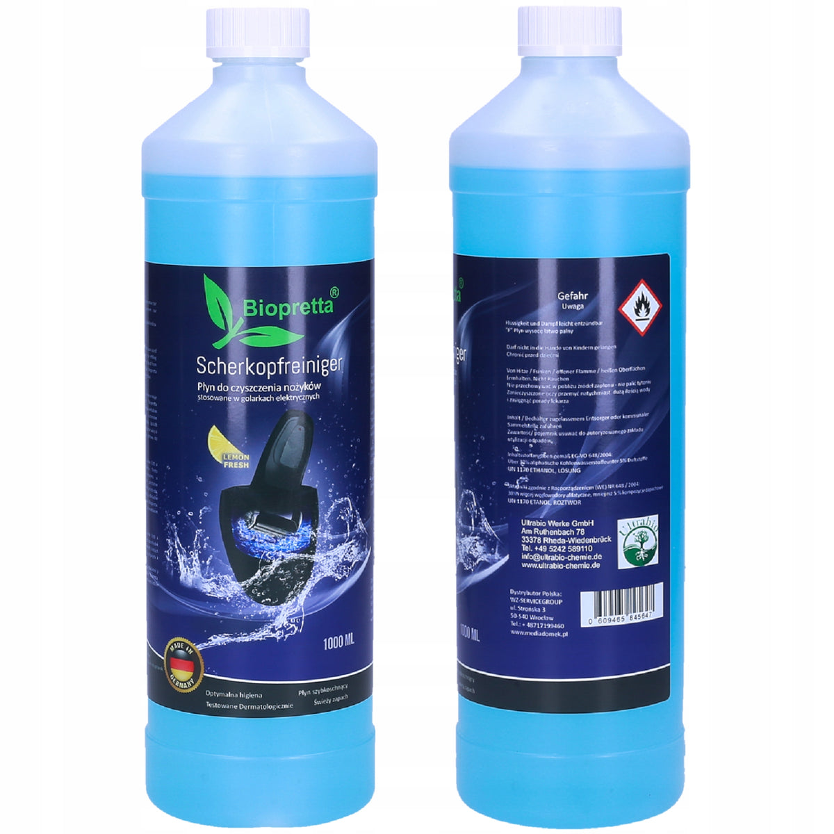 2x CLEANING LIQUID BIOPRETTA FOR SHAVERS SHAVING MACHINES 1L Manufacturer code 81626282