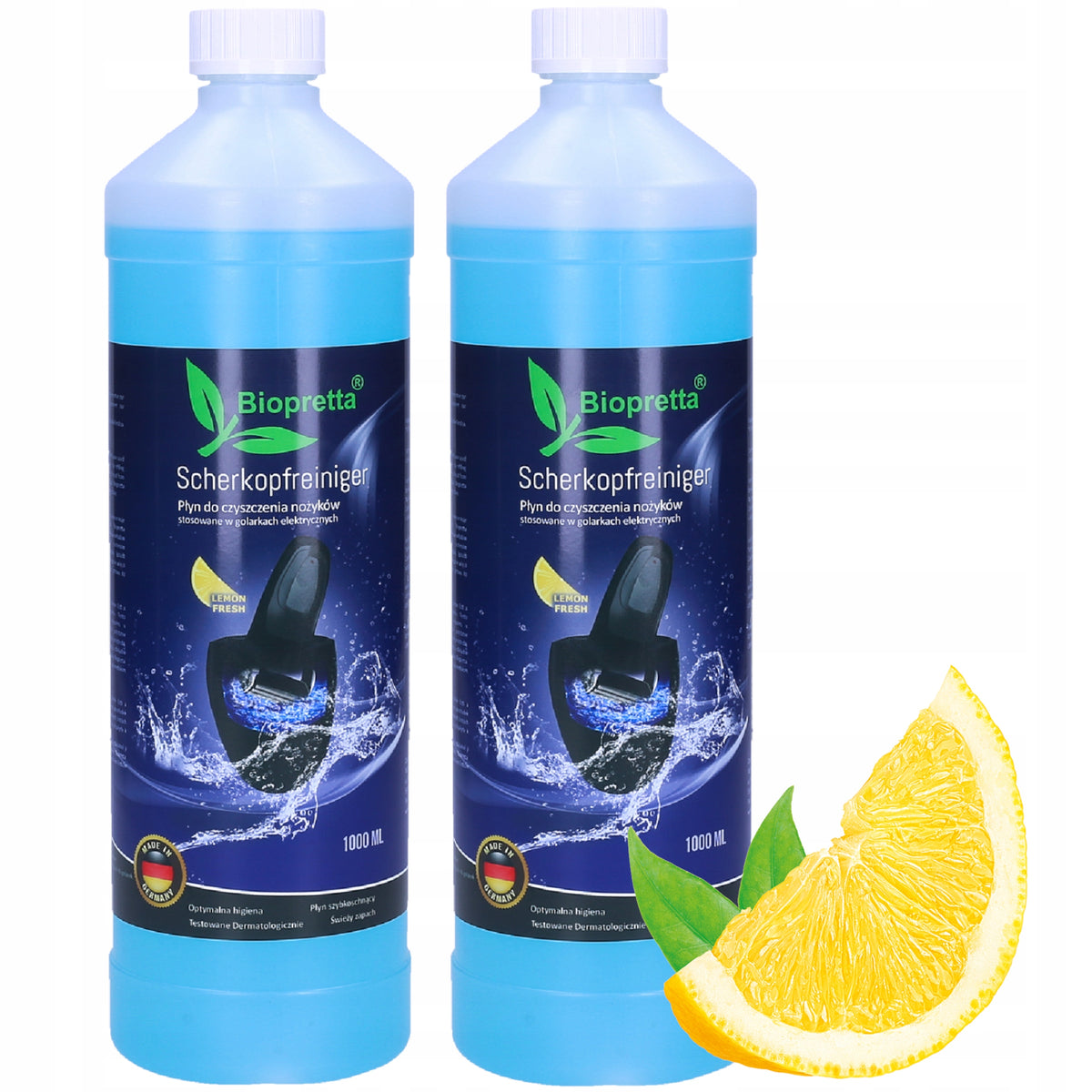 2x CLEANING LIQUID BIOPRETTA FOR SHAVERS SHAVING MACHINES 1L