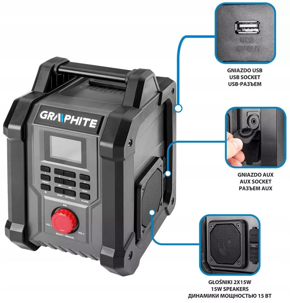 2x CONSTRUCTION RADIO ACCUM.-NETWORK ENERGY+ 18V,WITHOUT BATTERY - T 58GE128 Brand GRAPHITE