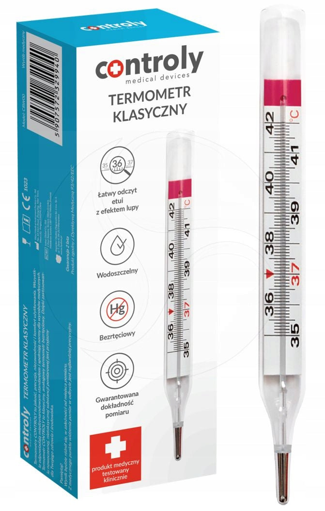 2x Classic thermometer Hydrex glass mercury-free accurate fast straight Packaging status original