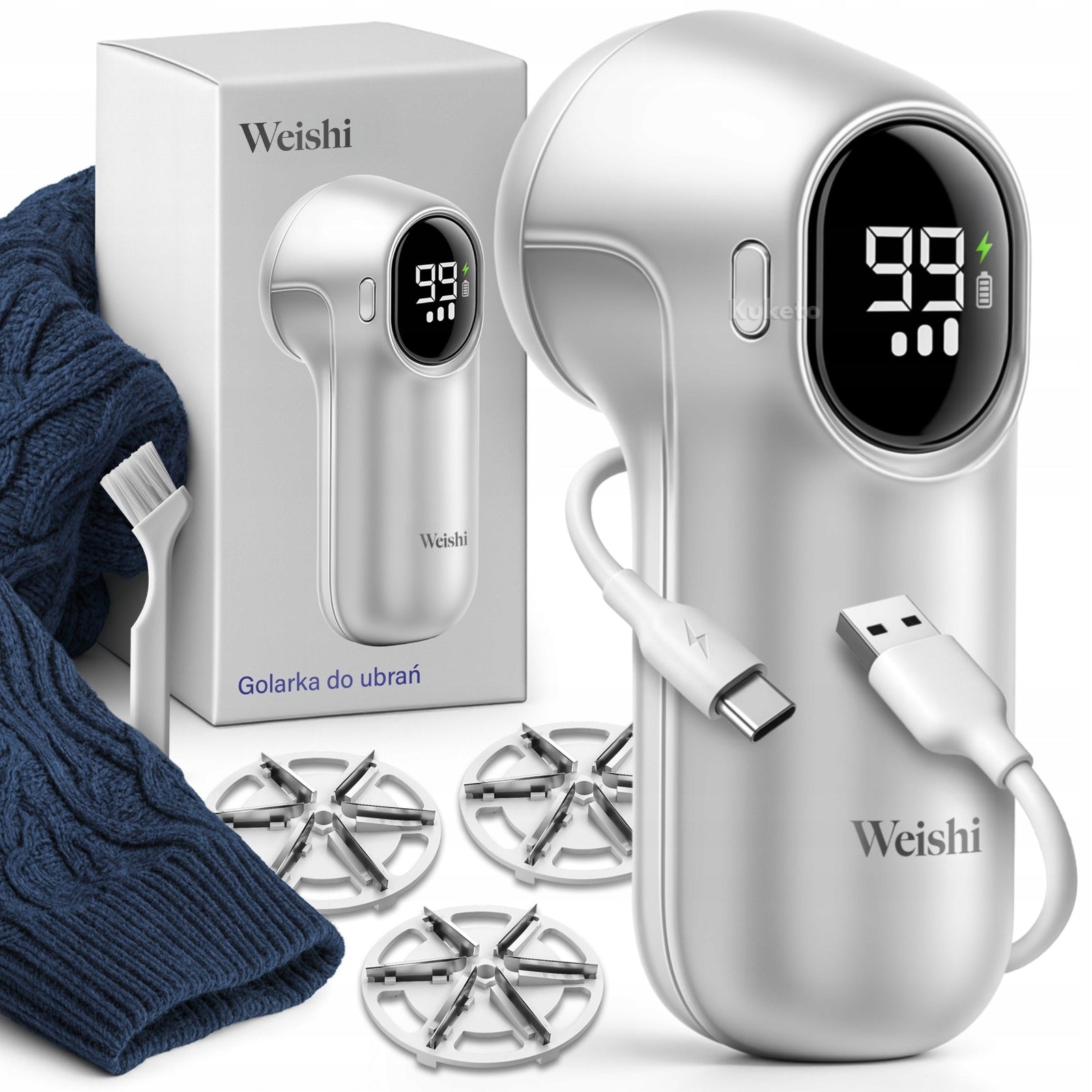 2x Clothes Shaver Weishi Electric Cordless Usb C Efficient Lc Screen