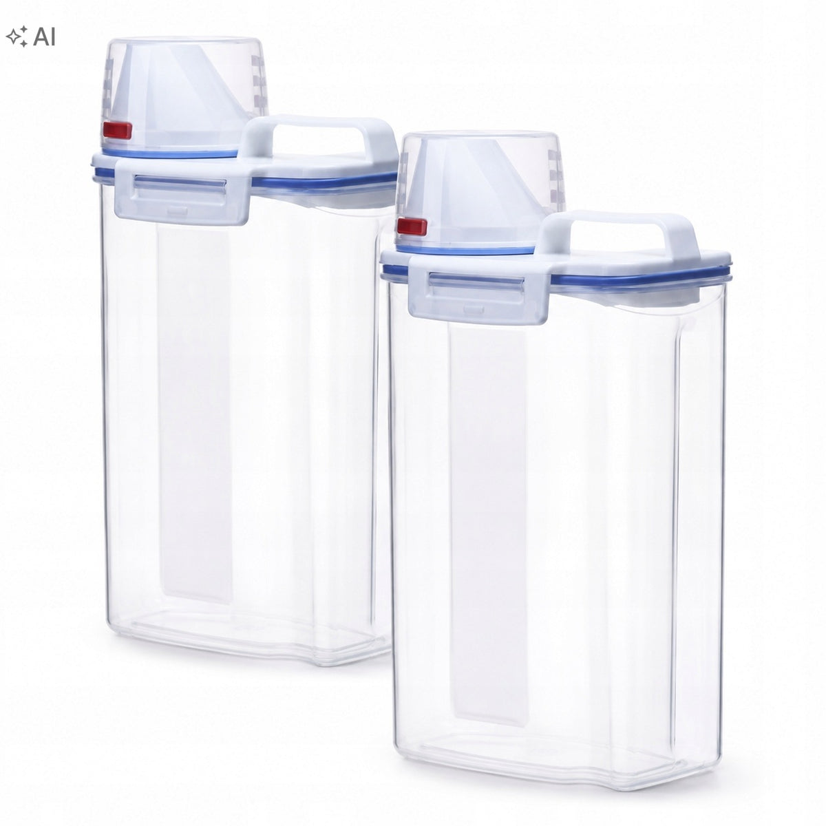 2x Container for loose products food closed with measuring cup airtight practical