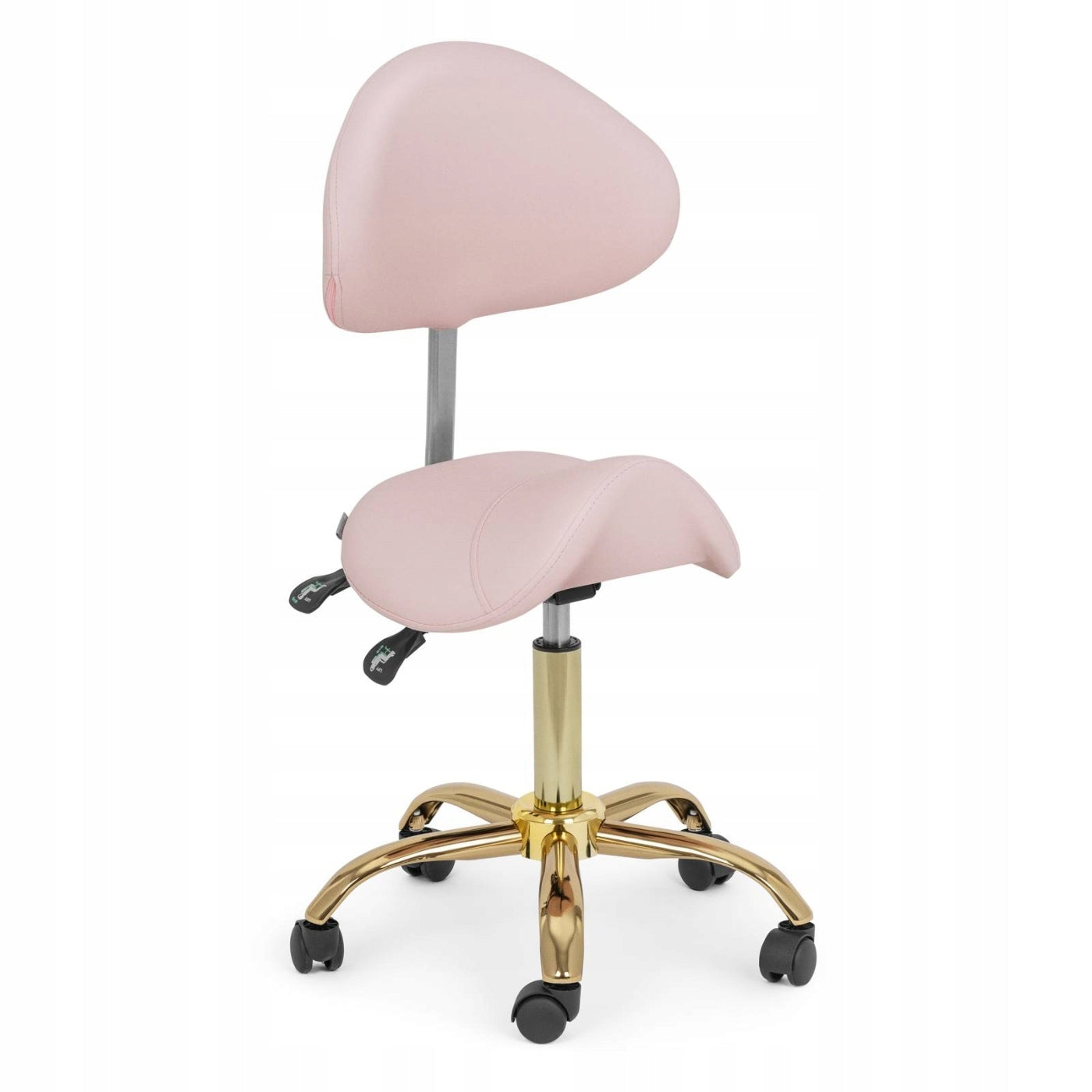2x Cosmetic saddle chair with backrest adjustable MANNHEIM pink-gold