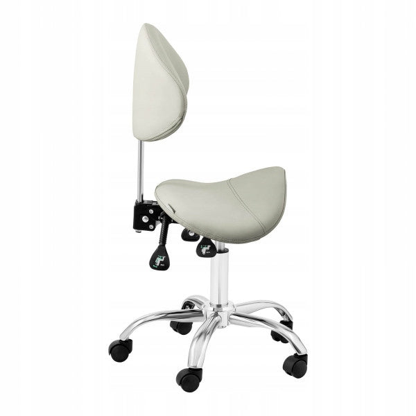 2x Cosmetic saddle chair with swivel backrest adjustable MANNHEIM GRE Seat width 44 cm