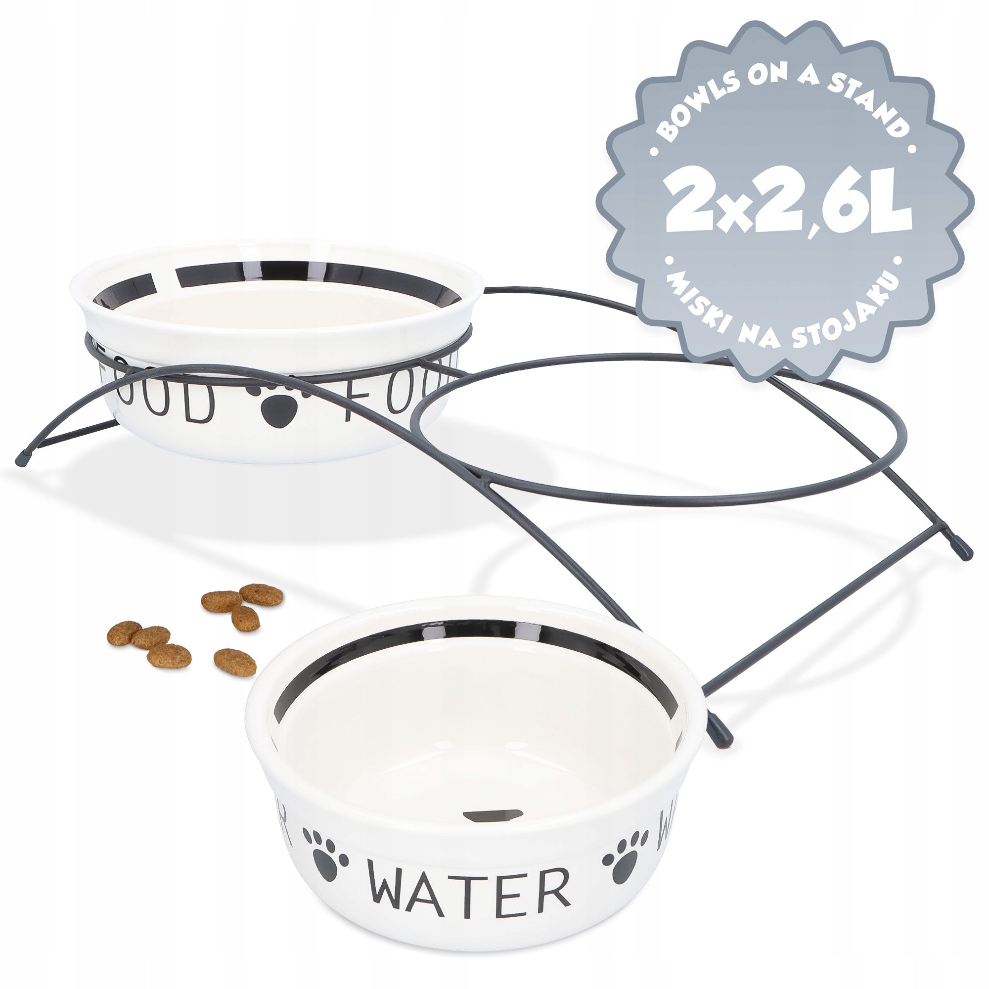 2x DOG STAND BOWLS 2,6l CERAMIC Cups Stand LARGE DOG WATER Bowl 8K Packaging status original