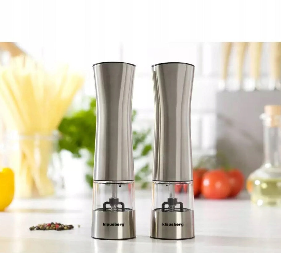 2x ELECTRIC GRINDER Illuminated Salt Pepper KLAUSBERG Packaging status original