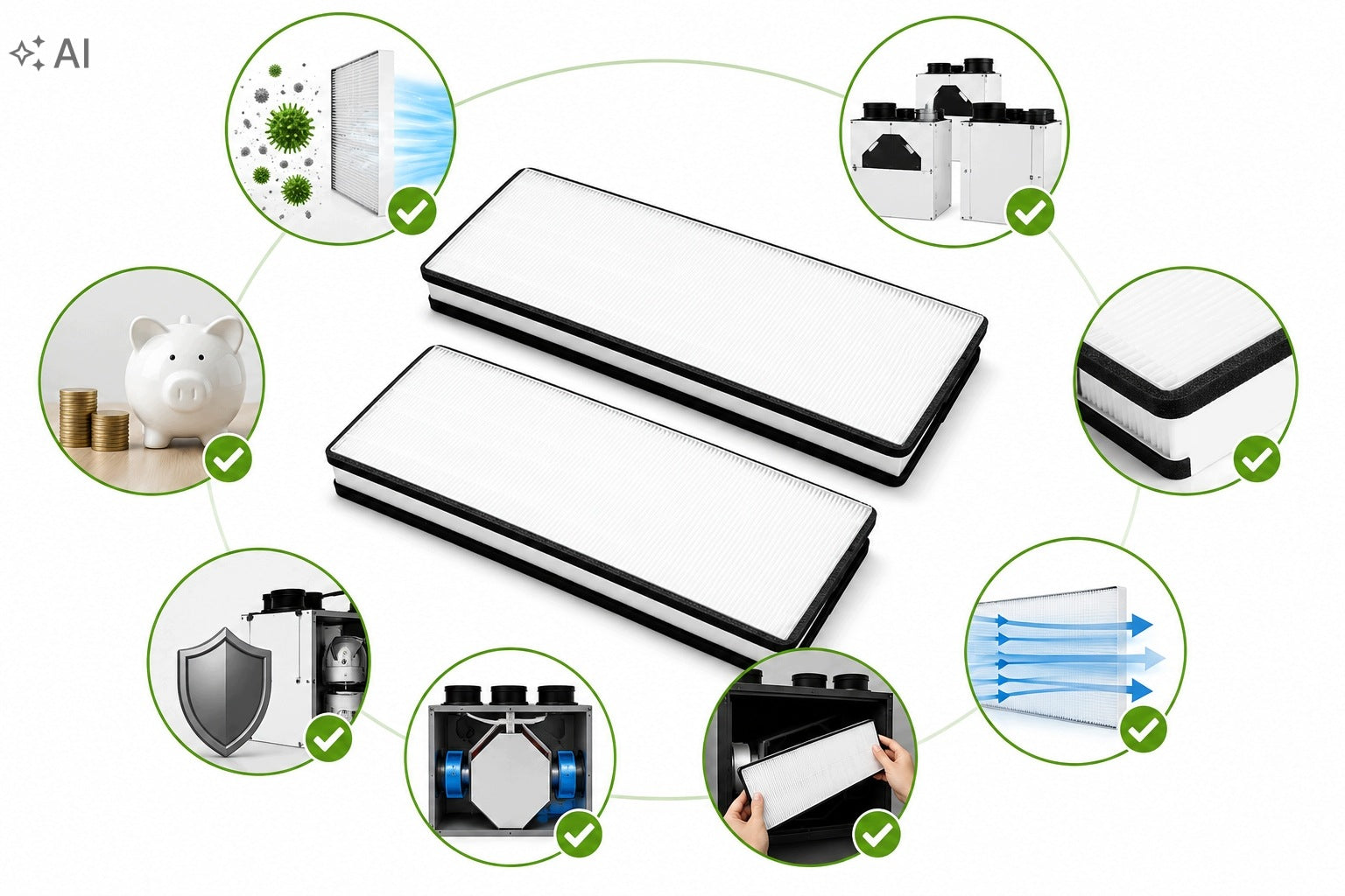 2x FILTER THESSLA GREEN AIRPACK HOME 300V 400V 500V 2x M5G3 002B0006 SET Packaging status original