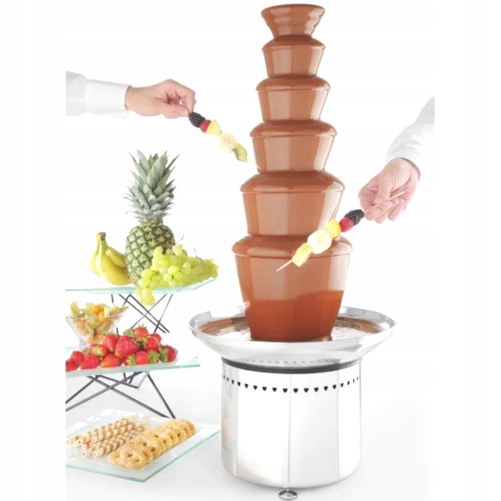 2x Fountain for chocolate fondue 6 levels steel 300 W - Hendi 274163 Dominant color silver/gray