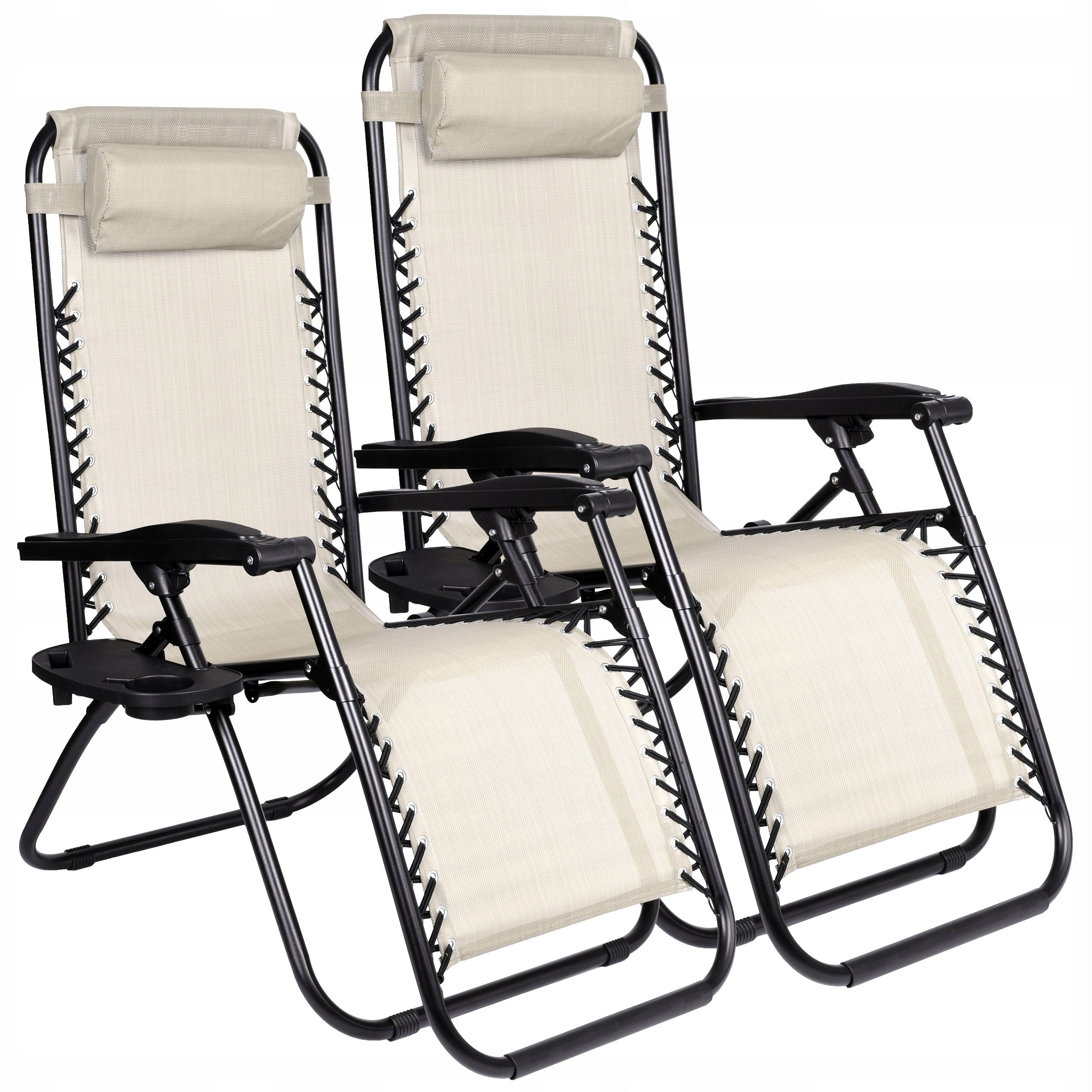 2x GARDEN LOUNGER FOLDING BEACH CAMPING CHAIR ZERO GRAVITY
