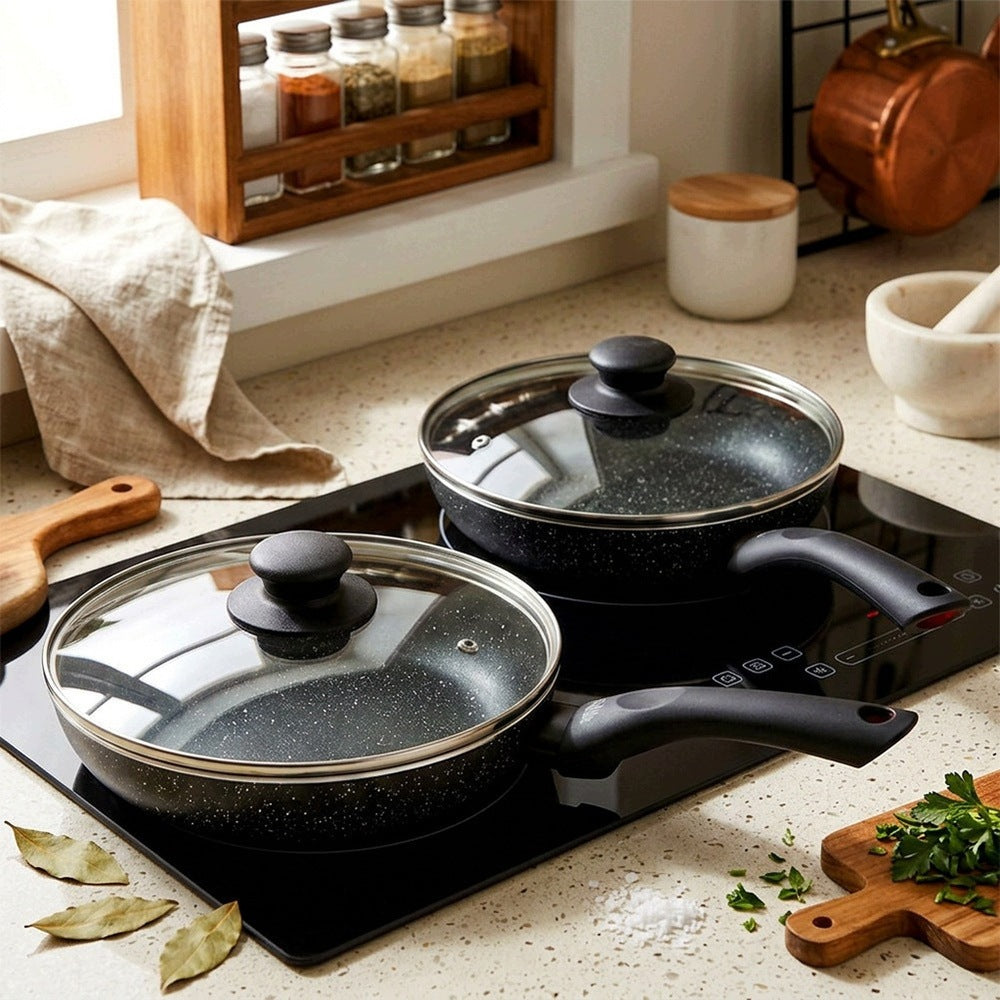 2x GRANITE pan with lid set of pans with lids VILDE 16 20 cm Packaging status original