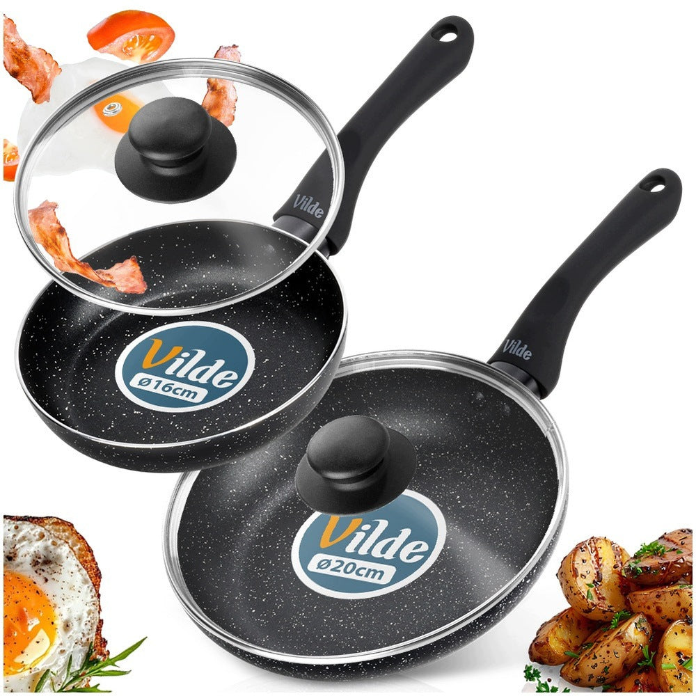 2x GRANITE pan with lid set of pans with lids VILDE 16 20 cm