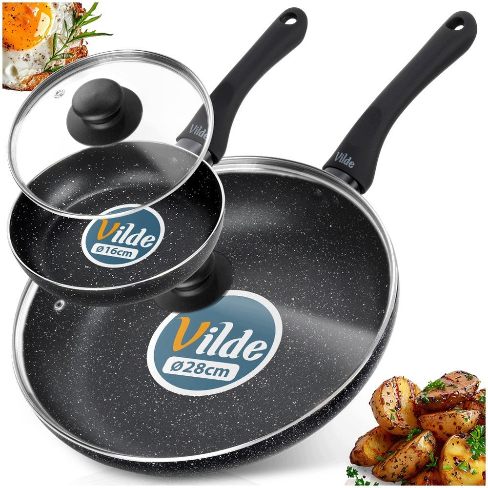2x GRANITE pan with lid set of pans with lids VILDE 16 28 cm