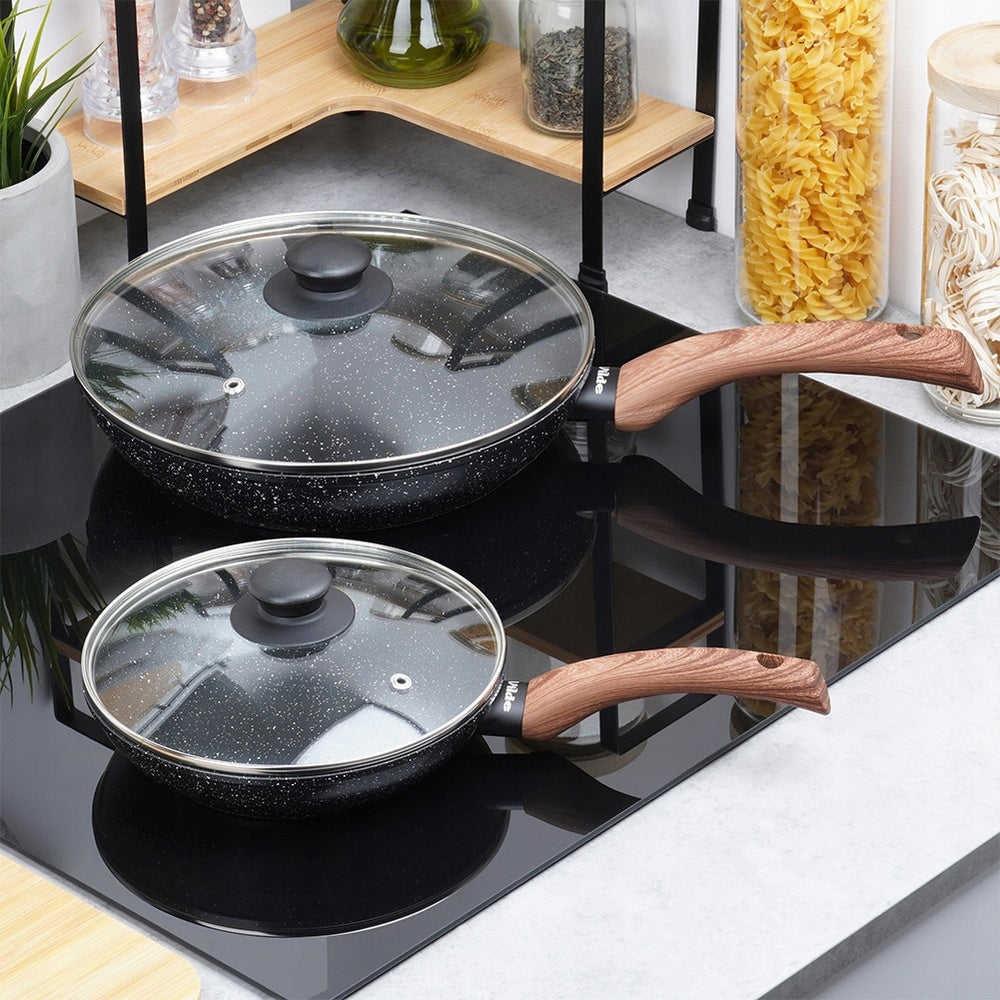2x GRANITe frying pan stewing set with lid 20 28 cm Packaging status original
