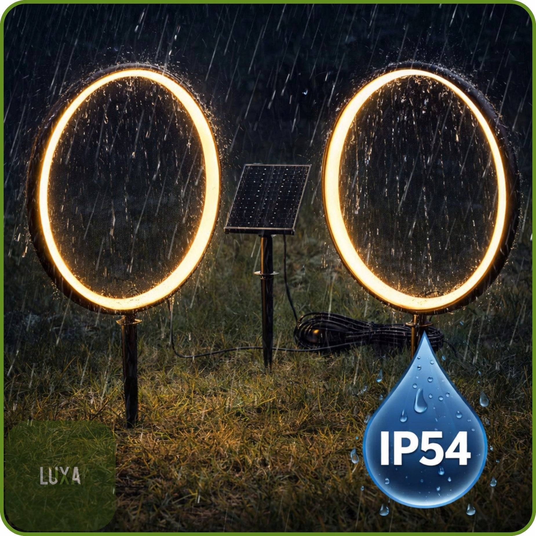 2x Garden Ball 30cm LED Rings Solar Heat Lamps SOLAR IP54 Light color warm white