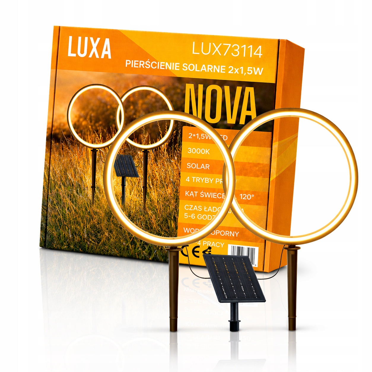 2x Garden Ball 30cm LED Rings Solar Heat Lamps SOLAR IP54