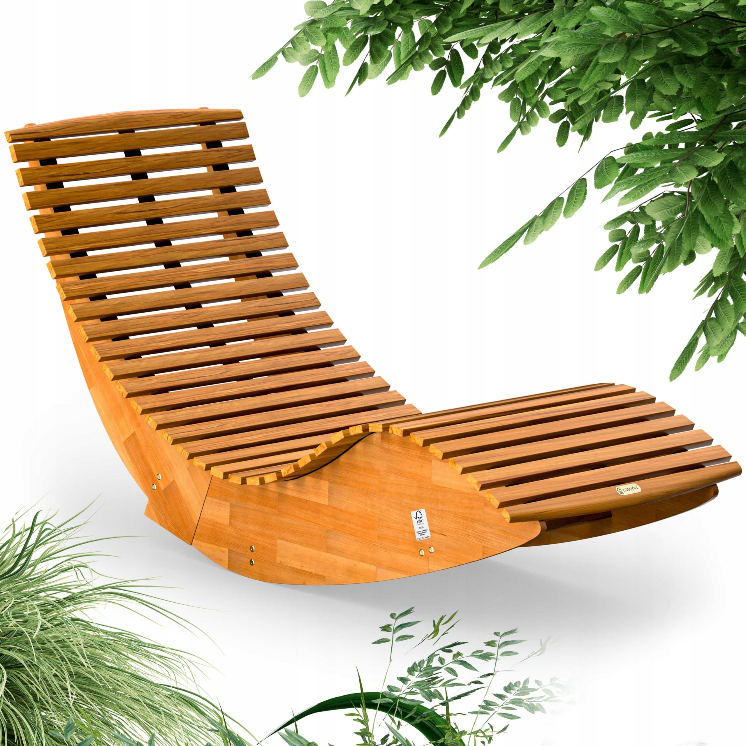 2x Garden Sun Lounger Wood Folding Rocking Couch Wood Acacia Sauna EAN (GTIN) 4250525369687