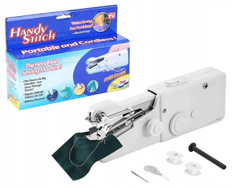 2x HAND SEWING MACHINE MINI PORTABLE BATTERIES SEWING FABRIC REPAIR