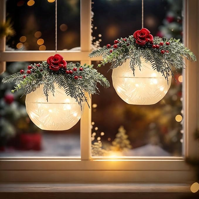 2x HANGING LED LIGHT BALL MAGIC BATTERY OPERATED CHRISTMAS DECORATION