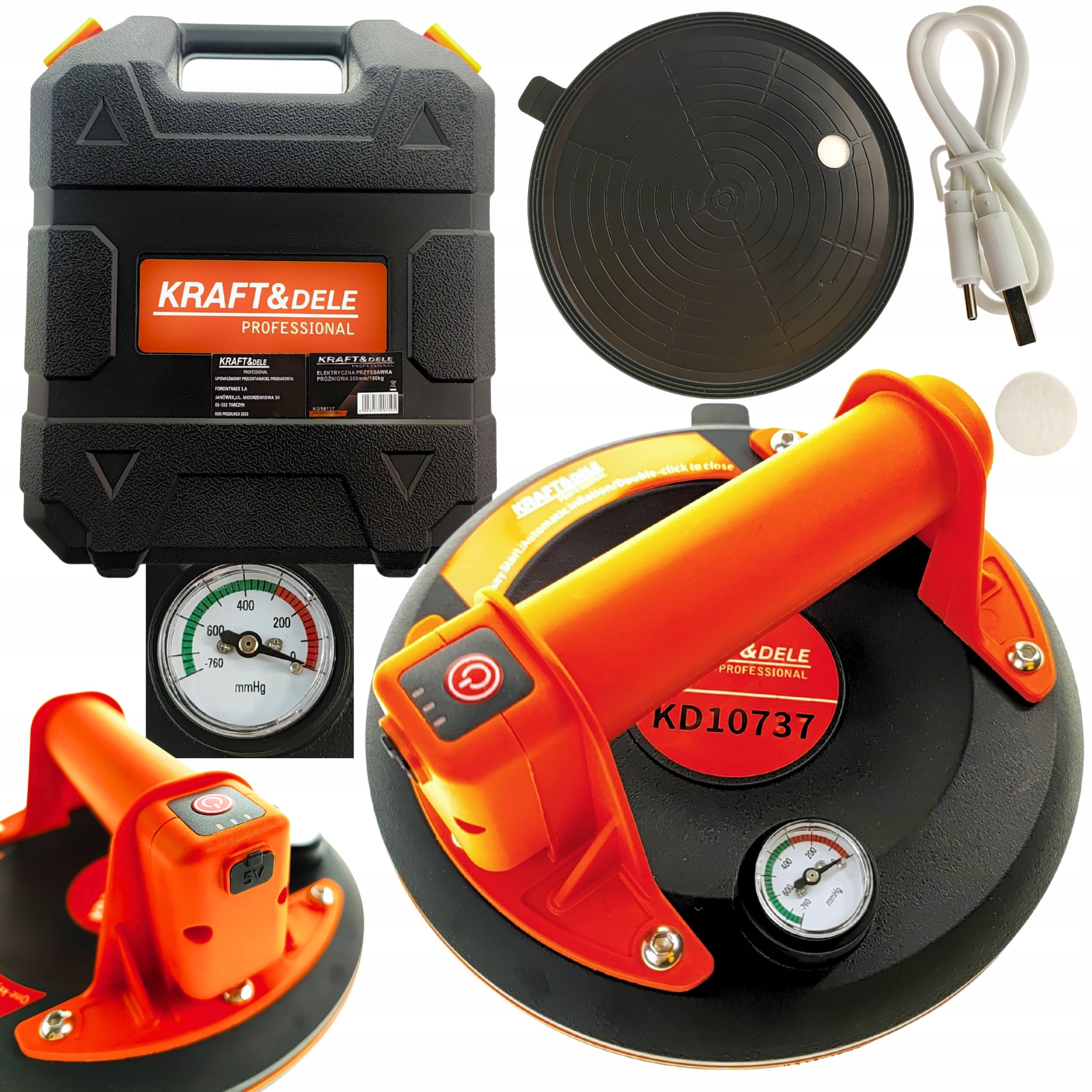 2x Kraft Dele Automatic Suction Cup 200 Mm 190 Kg Cordless