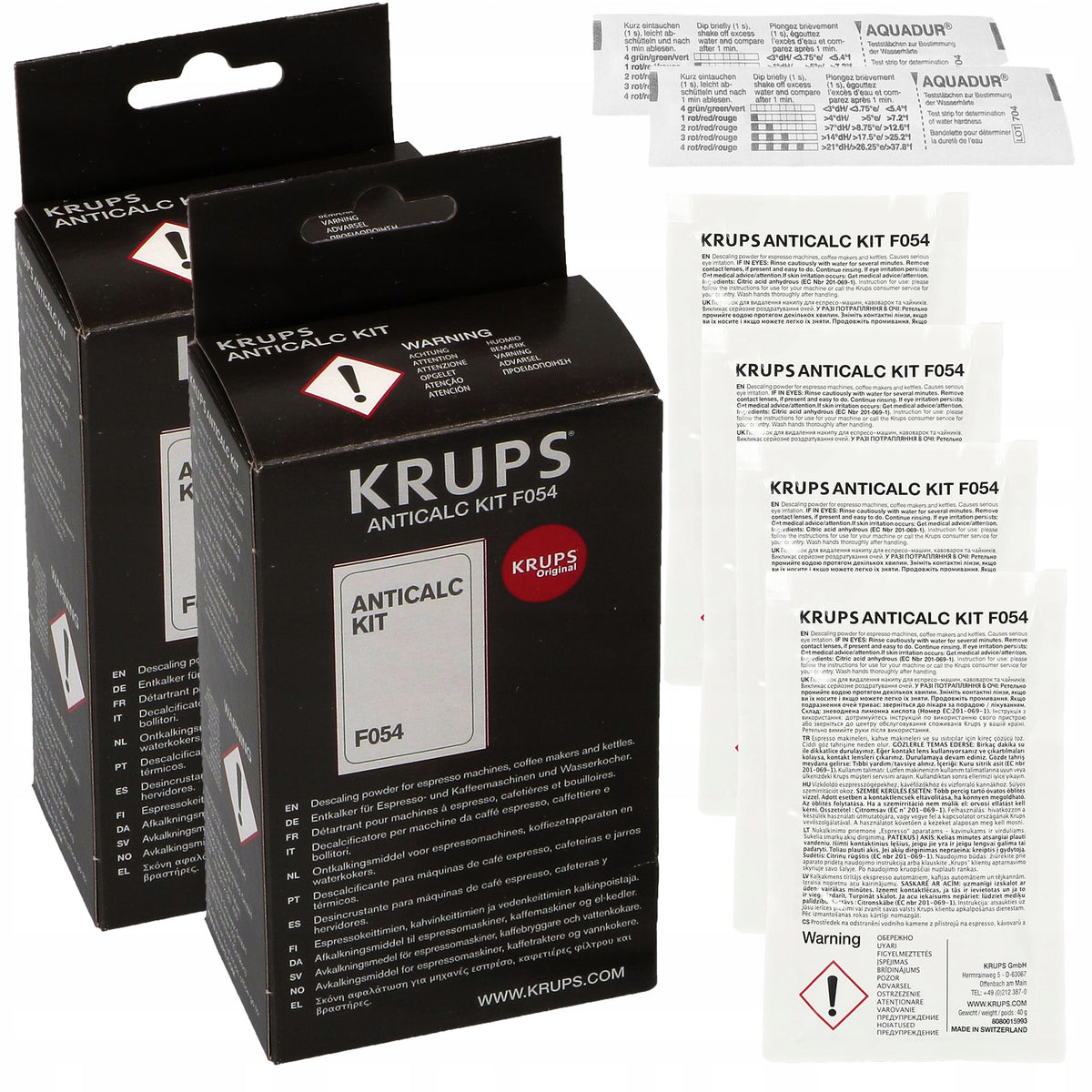 2x Krups descaler for F054 coffee machine - 4x sachet 2x test express