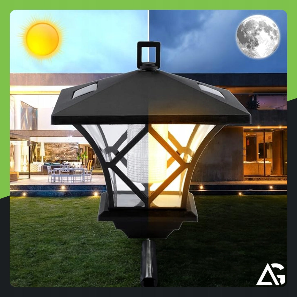 2x LANTERN SOLAR GARDEN LAMP LED LANTERN DUSK SENSOR 150CM Spike length 16.5 cm