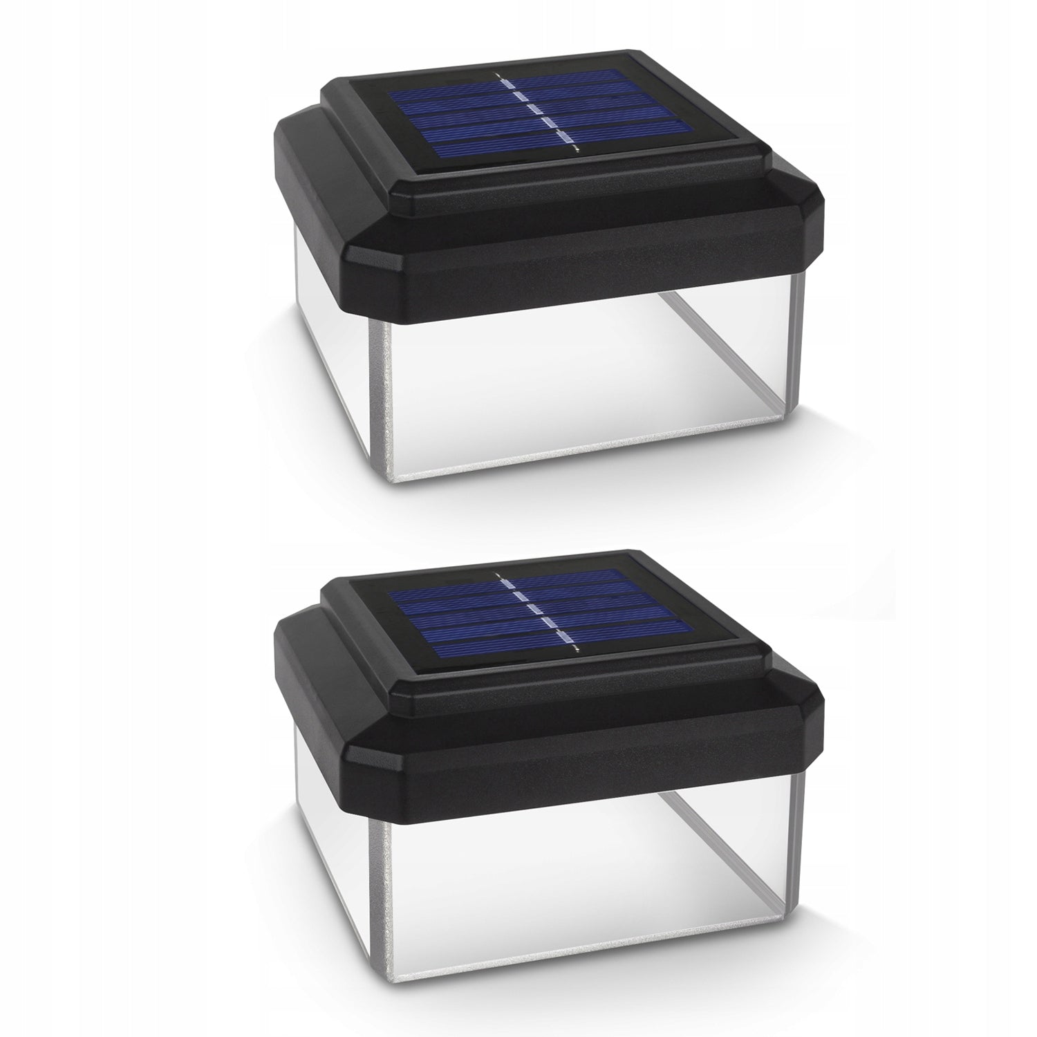 2x LED Solar Lamp Garden Post Cover 100x100mm Neutral White Packaging status original