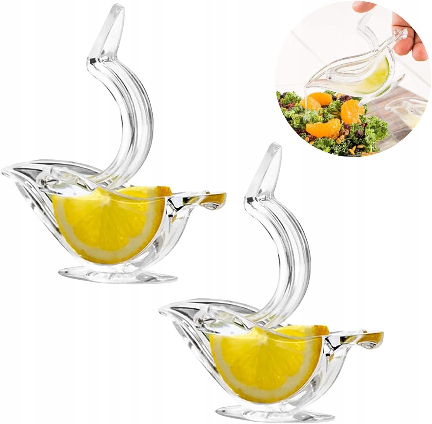2x MANUAL CITRUS JUICER LEMON ORANGE TRANSPARENT SET