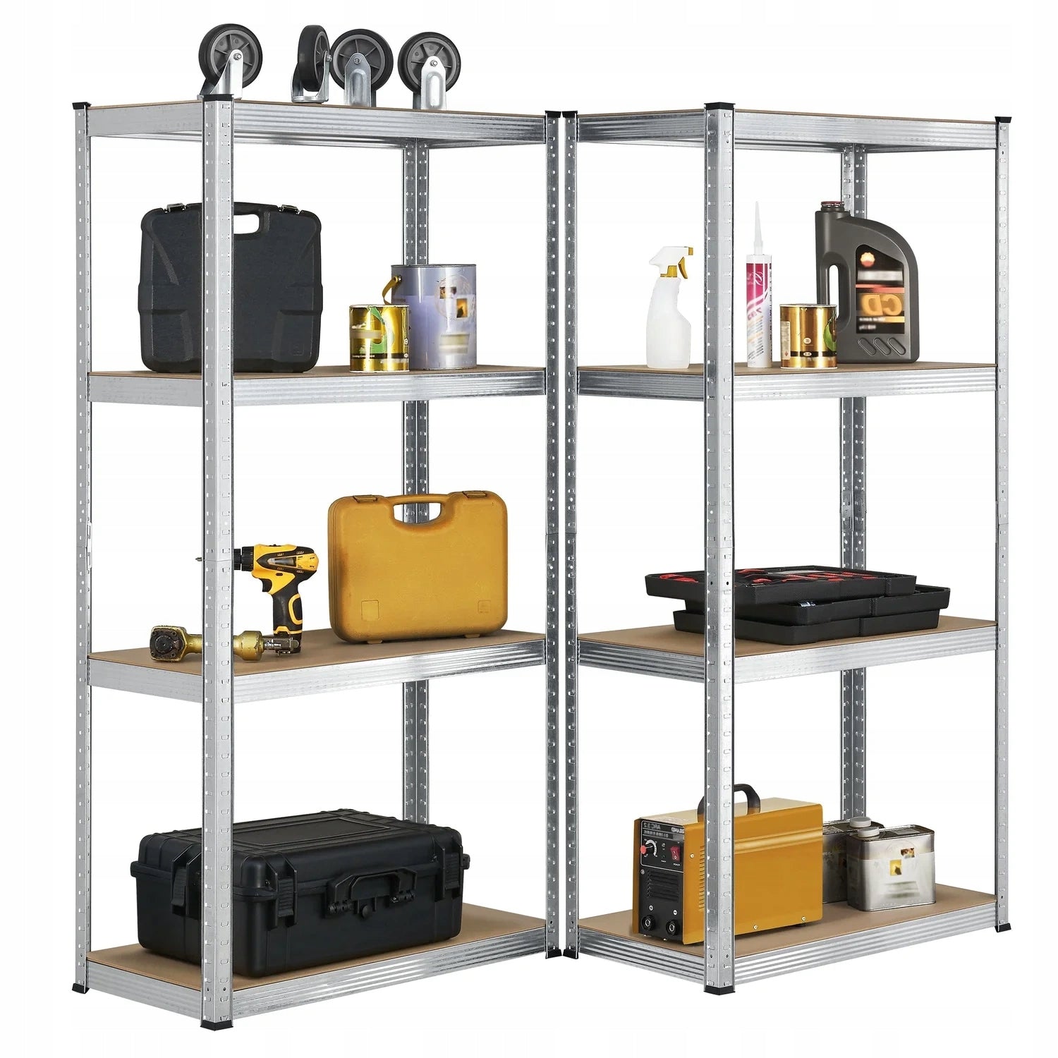 2x METAL STORAGE RACK 160x80x40CM 640KG BASEMENT WORKSHOP GARAGE