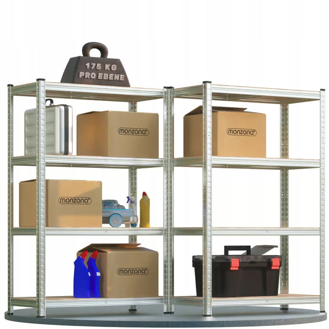 2x METAL STORAGE RACK FOR GARAGE 4 SHELVES 700 KG