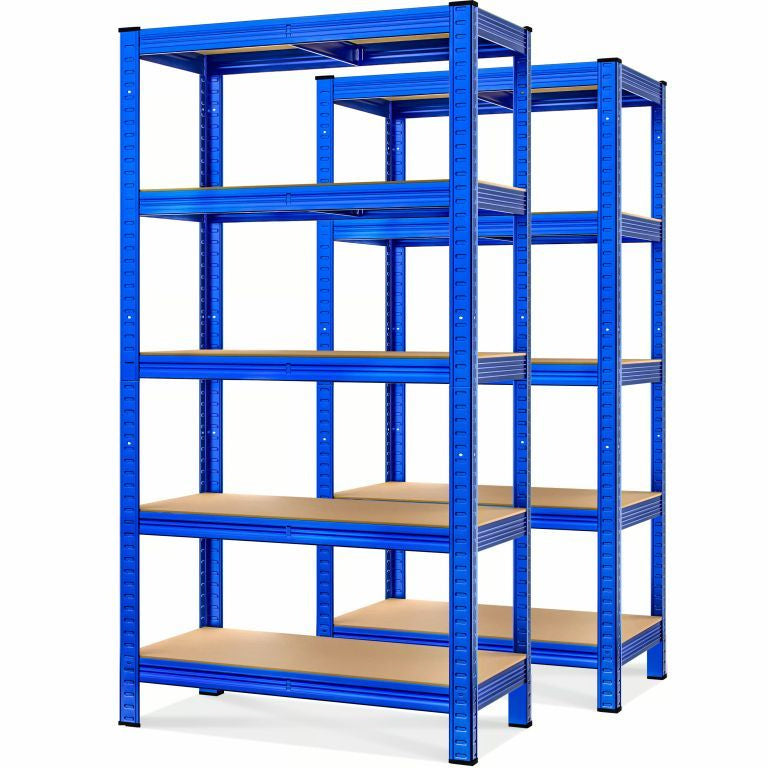 2x METAL STORAGE RACK FOR GARAGE BLUE 875kg 180x90x40cm