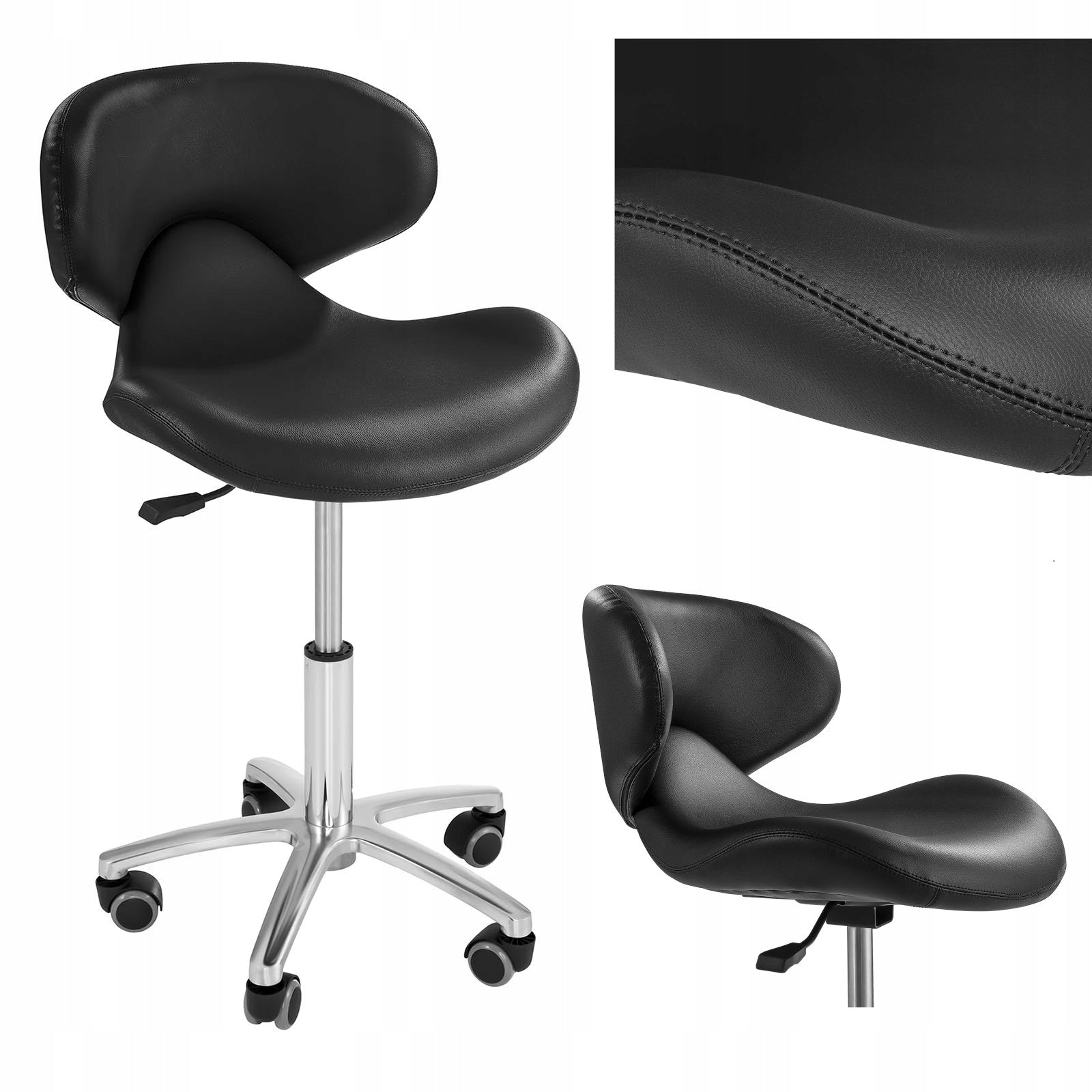 2x Mobile cosmetic chair on wheels Physa ANDRIA black