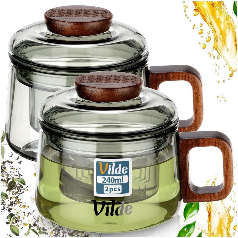 2x Mug WITH INFUSER lid glass infuser for tea herbs 240 ml