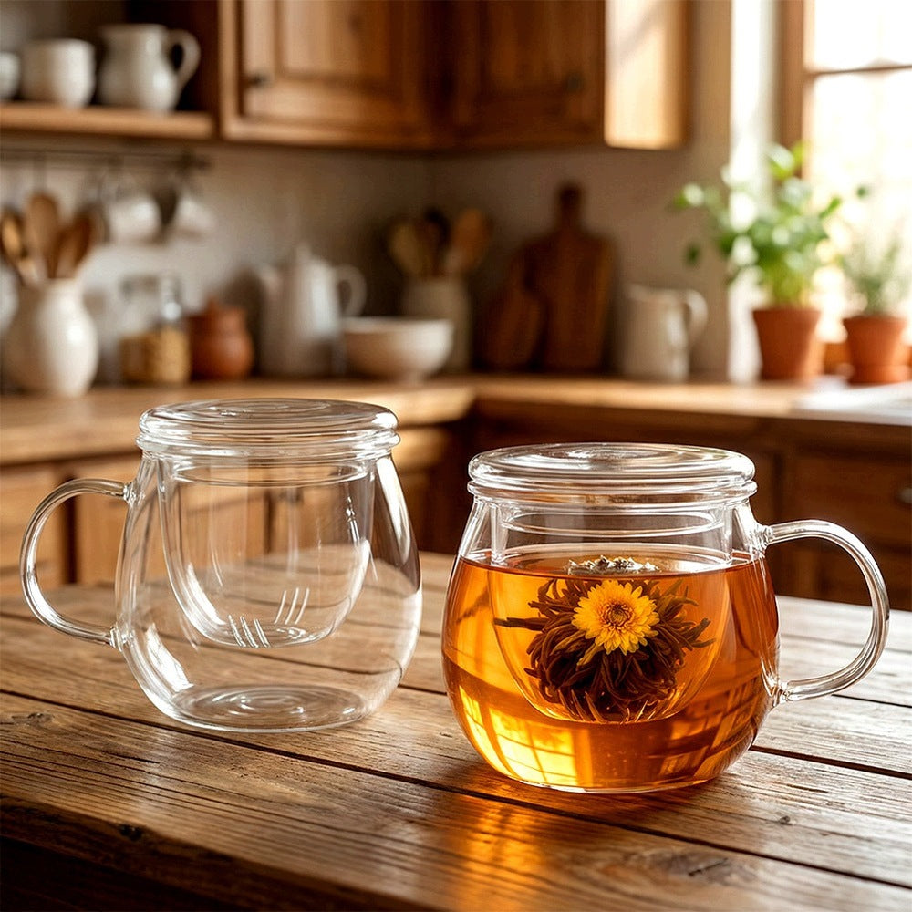 2x Mug WITH INFUSER lid glass infuser for tea herbs 400 ml Packaging status original
