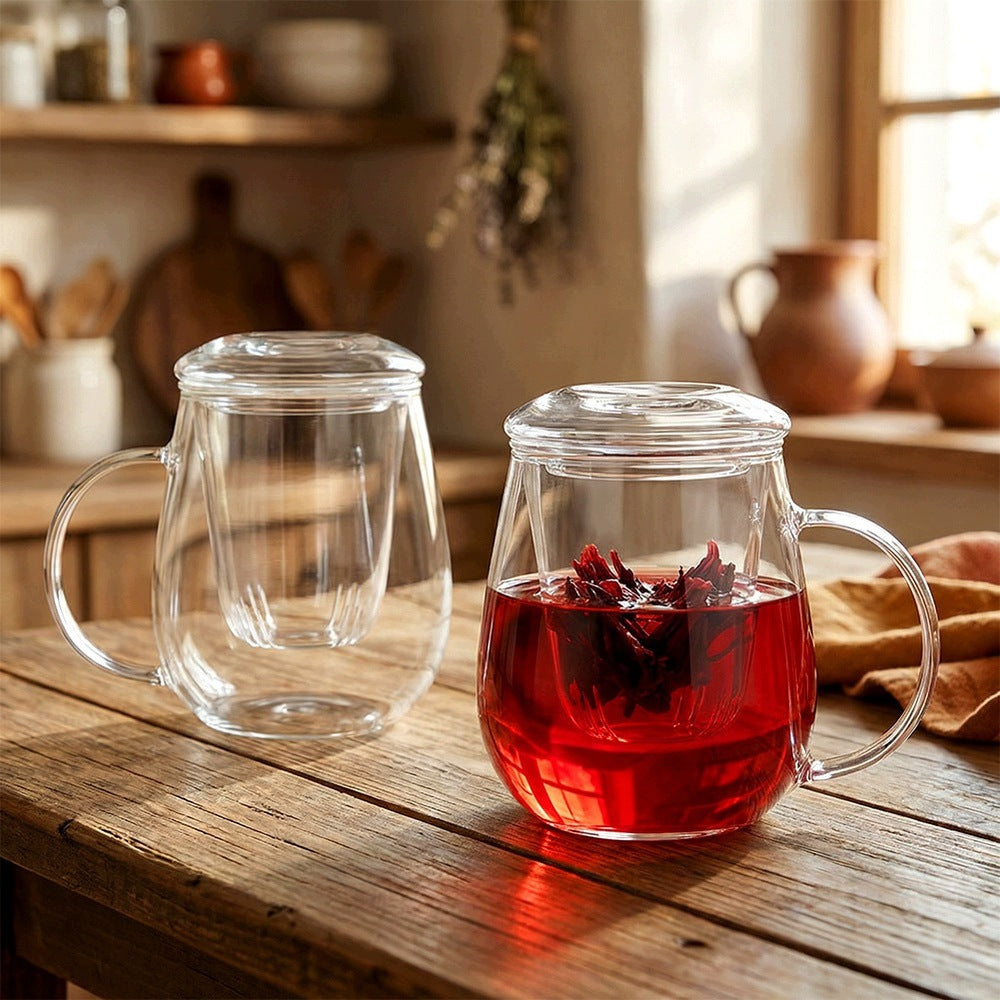 2x Mug WITH INFUSER lid glass infuser for tea herbs 530 ml Packaging status original