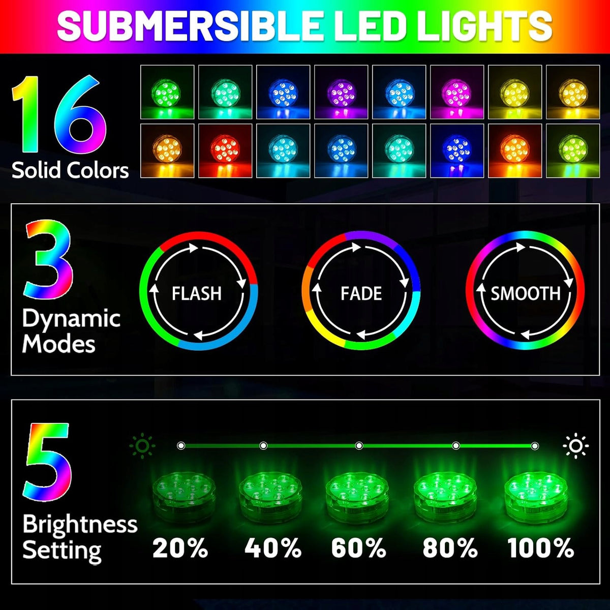 2x POOL LIGHTING UNDERWATER Pool for Spa Bathtub LED RGB Set + REMOTE CONTROL Brand MatMay