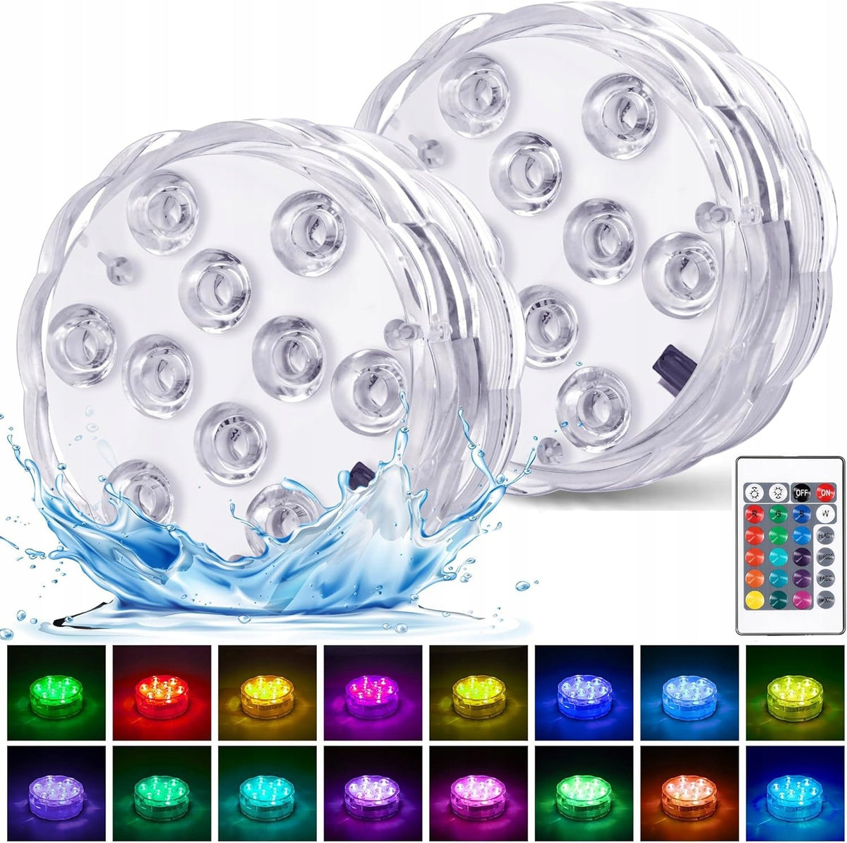 2x POOL LIGHTING UNDERWATER Pool for Spa Bathtub LED RGB Set + REMOTE CONTROL