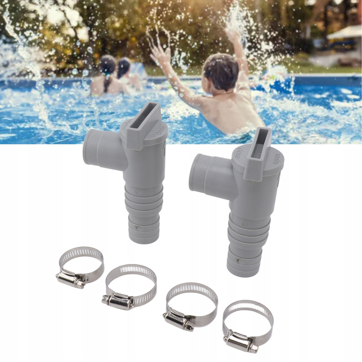 2x POOL SHUT-OFF VALVE 32MM INTEX BESTWAY
