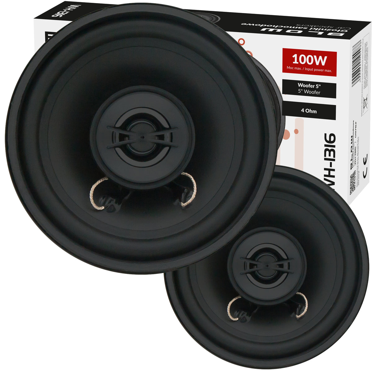 2x POWERFUL CAR SPEAKERS 100W WOOFER 5" TWEETER 30mm 4Ohm 118mm