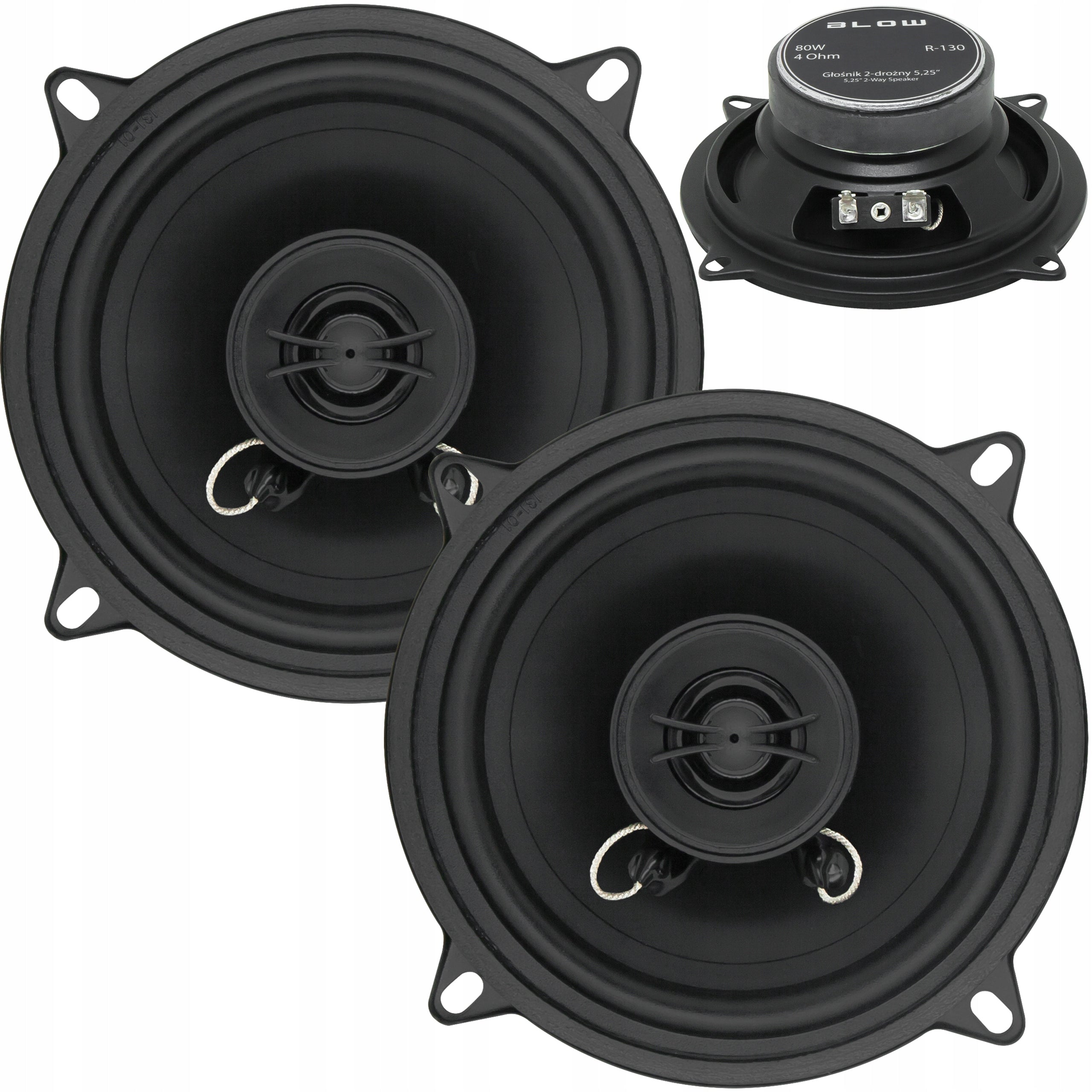 2x POWERFUL TWO-WAY CAR SPEAKERS 80W 130mm 5,25'' FRONT REAR 13cm